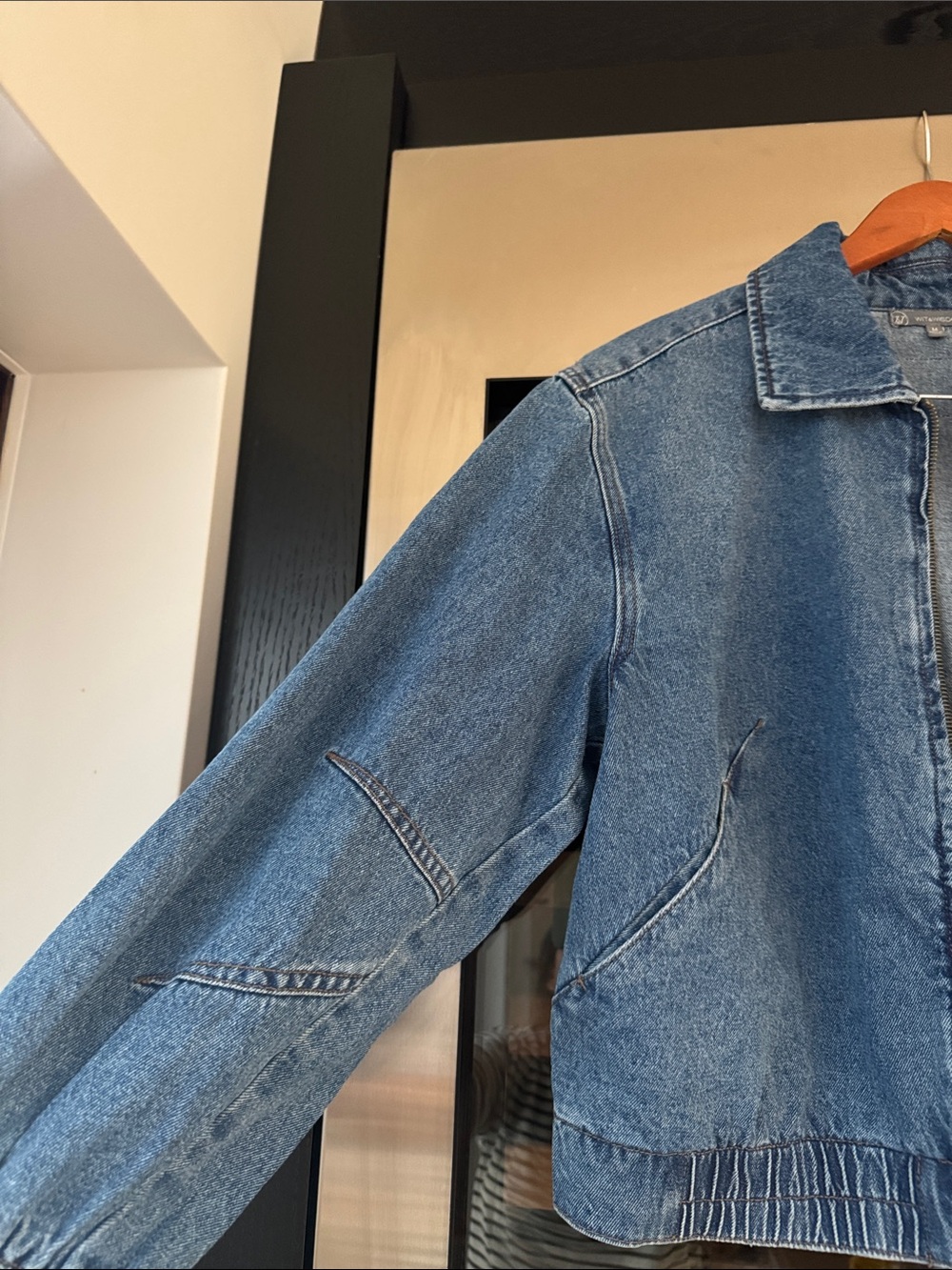 Wit & Wisdom Denim Bomber Jacket Mid Blue Size M NWT - Picture 6 of 7